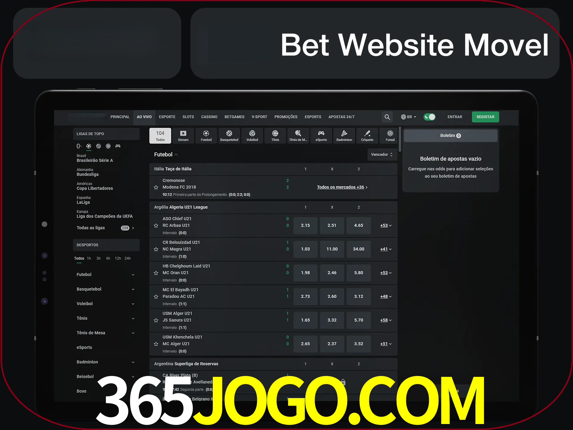 Use nosso website em qualquer dispositivo.
